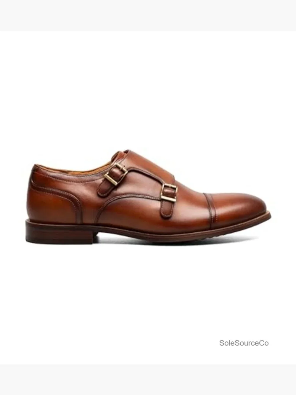 Cap Toe Double Monk Oxfords with Cushioned Insole